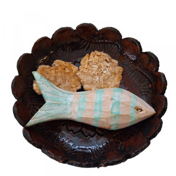 Teller mit Fisch und 3 Broten - Einzelstück